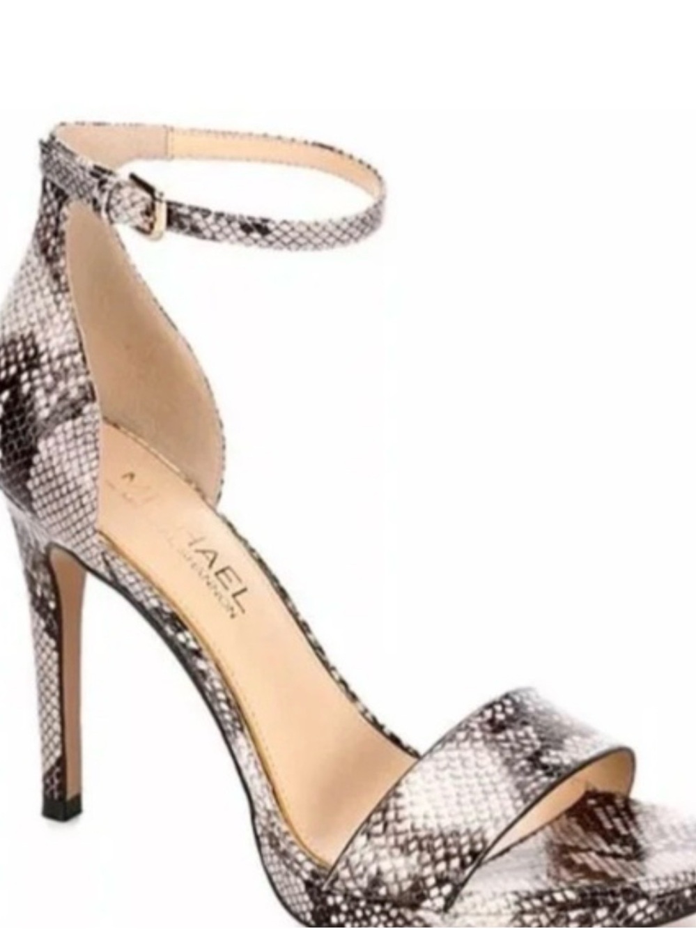 Angelica Snake-Print Ankle-Strap Stiletto - Gray